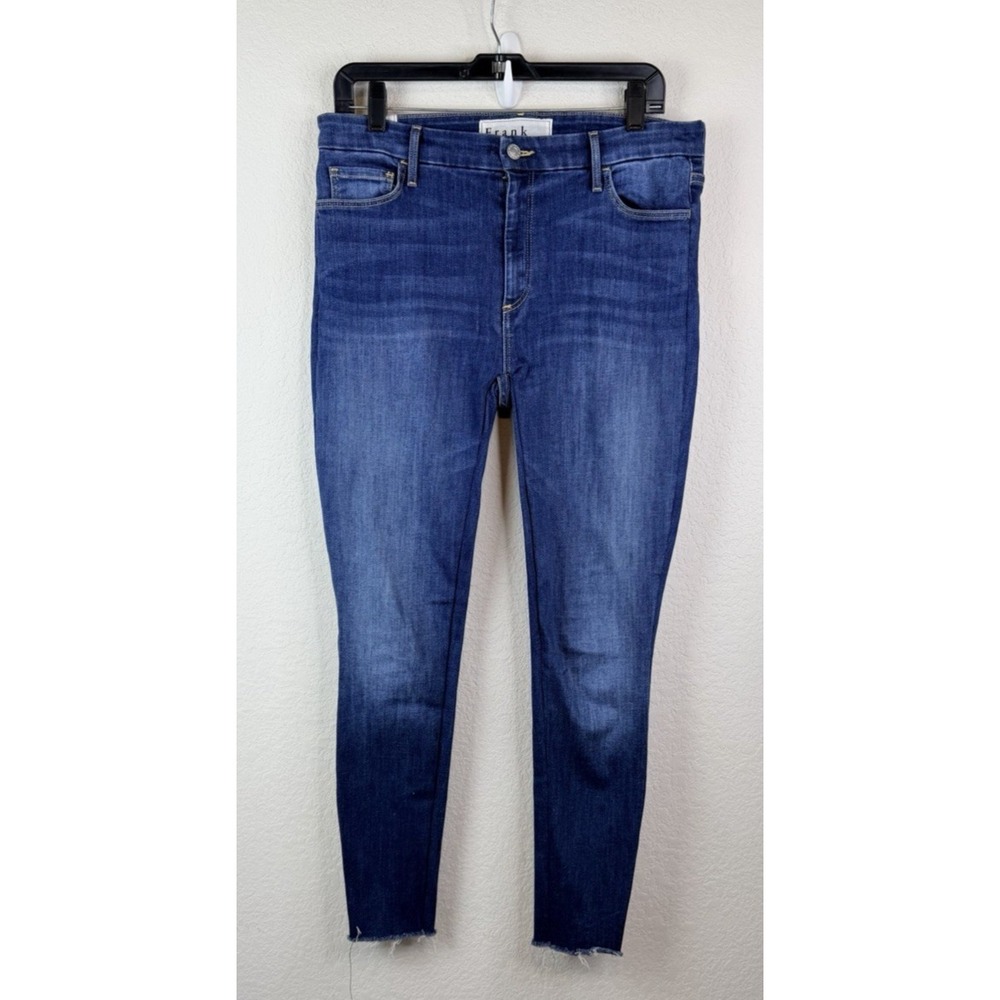 Frank & Eileen Sligo Jeans 31 High Rise Skinny Blue Stretch Raw Hem Made USA